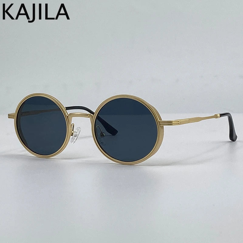 Vintage Small Frame Round Steampunk Sunglasses Men 2026 Luxury Brand Classic Metal Punk Sun Glasses For Women Driving Eyewear