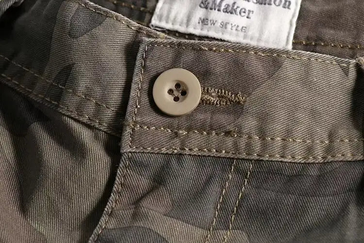 Harajuku Fashion Streetwear Summer Shorts Men's Camo Cargo Knee Length Work Twill Cotton Loose Fit Camouflage Shorts for Men