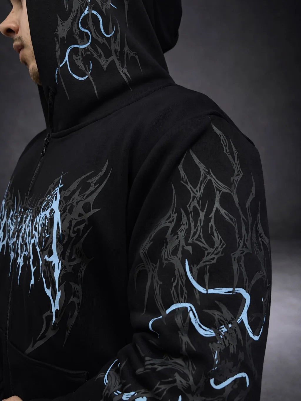 Men Women Y2K Gothic Grunge Hoodie Vintage Distressed Art Graphic Sweatshirt Oversize Streetwear Hip Hop Darkwear Pullover US