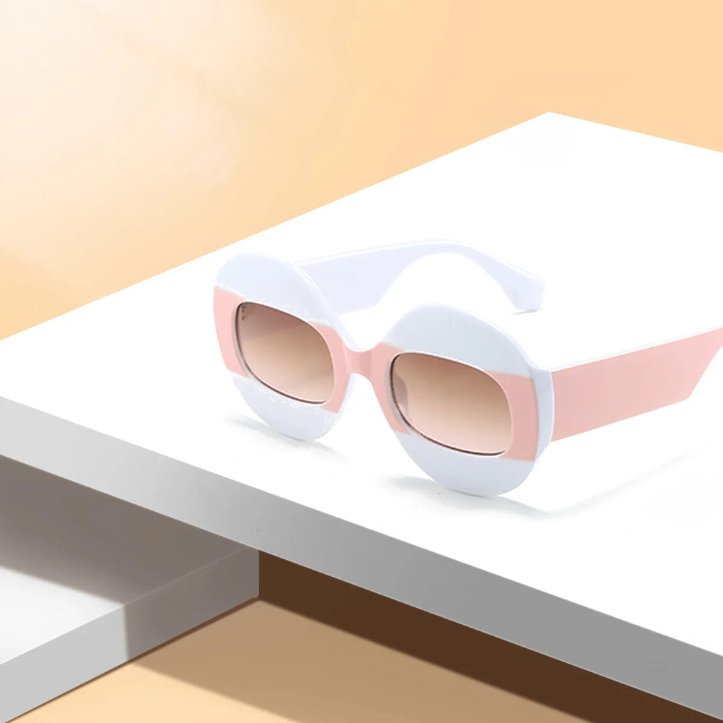 Trendy Hip-hop Men Women Personalized Sunglasses Transparent Two-color Sunglasses Oval Frame Sunglasses Large-sized Glasses