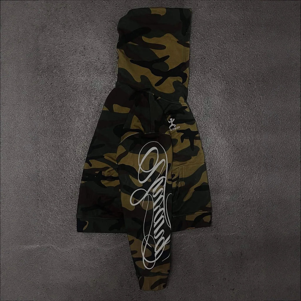 Autumn new men's and women's high street fashion embroidery camouflage Harajuku ins style zipper hooded sweatshirt Y2k clothing