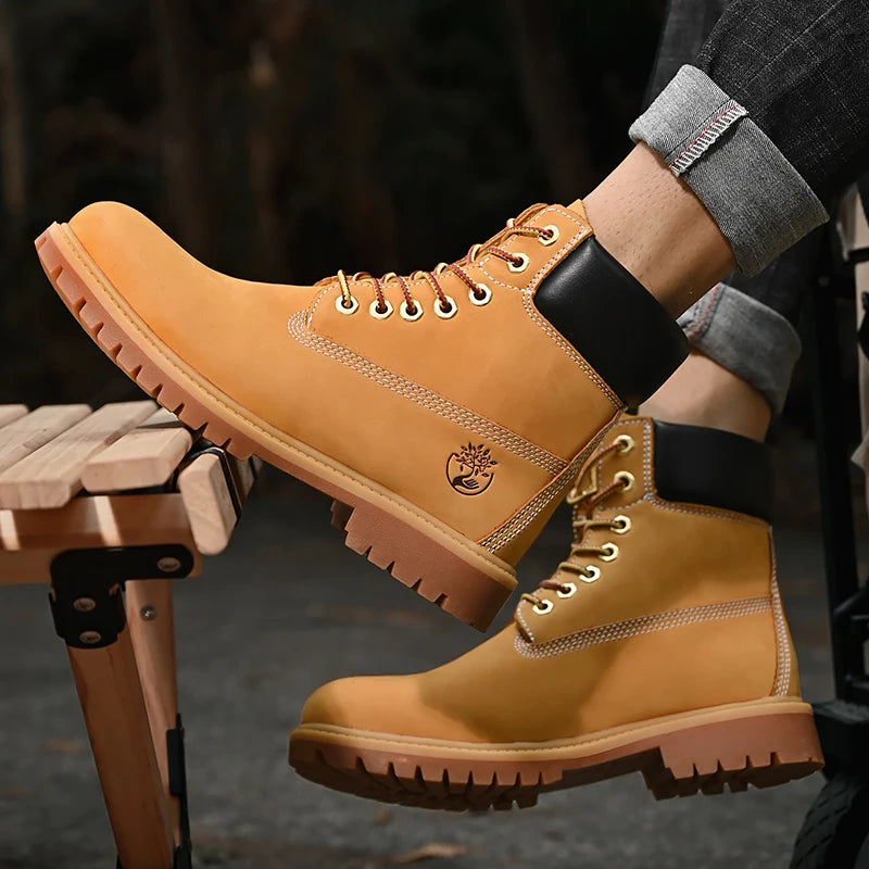 High Quality Mens Walking Shoes Fashion Outdoor Sports Leisure High Top Boots Winter Velvet Anti Slip Flat Lace Up Boots for Man