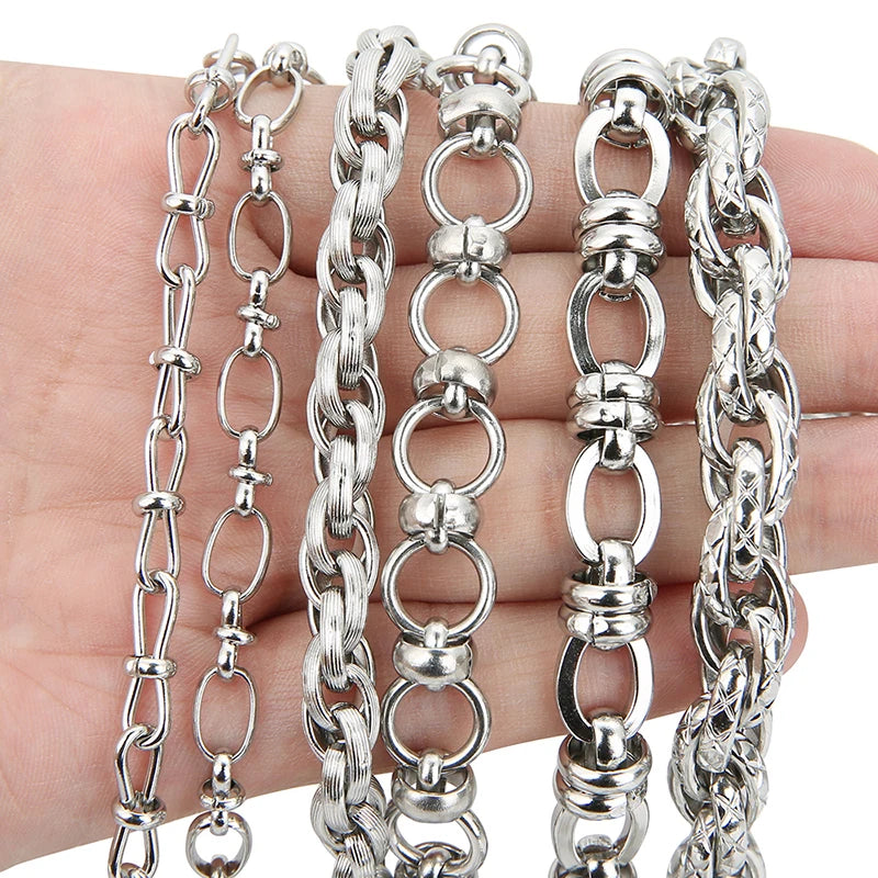 1 Meter Stainless Steel Oval Chunky Knot Chain Heavy Punk Necklaces Chains Handmade Bracelets DIY Jewelry Findings Making