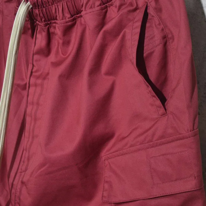 HKSH Summer New Men Safari Style Multi-pocket Baggy Drop Crotch Harem Pants Trend Casual Elastic Waist Drawstring Shorts HK17959