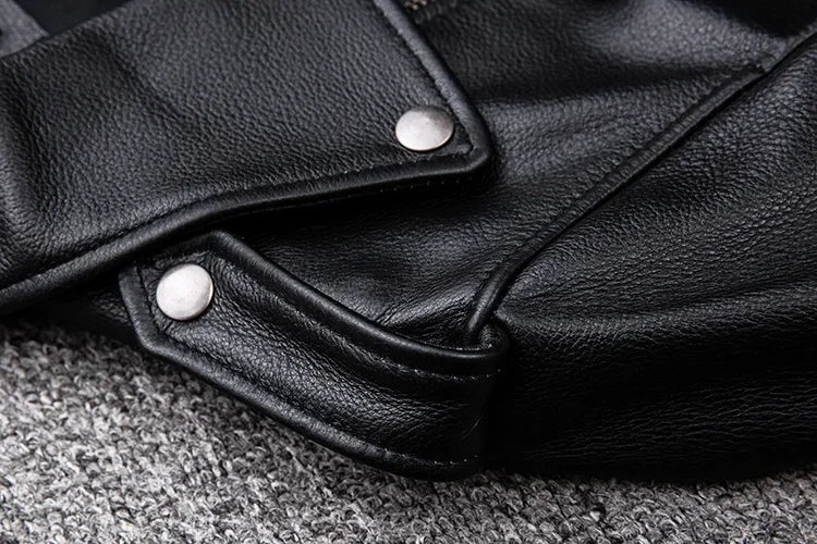 2024 New Spring Classical Motorcycle oblique zipper Jackets Men Leather Jacket Natural Calf Skin Thick Slim Cowhide Moto Jacket