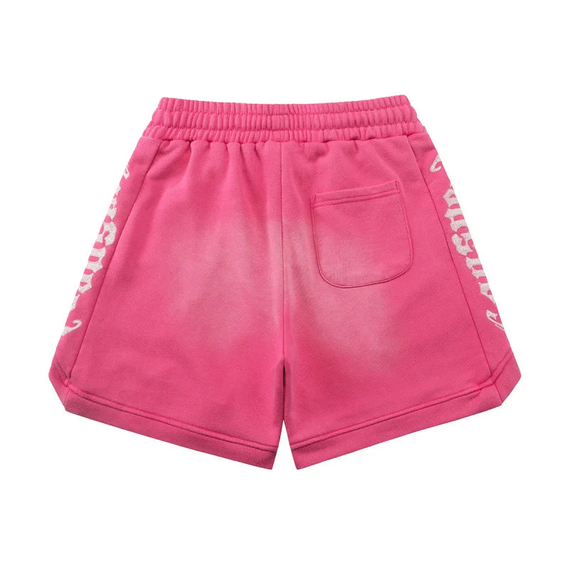 Godspeed American High Street Summer Sport Casual Embroidered Heavy Wa Pure Cotton Dstring orts Straight Leg Pants