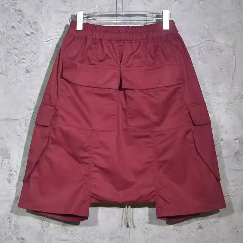 HKSH Summer New Men Safari Style Multi-pocket Baggy Drop Crotch Harem Pants Trend Casual Elastic Waist Drawstring Shorts HK17959