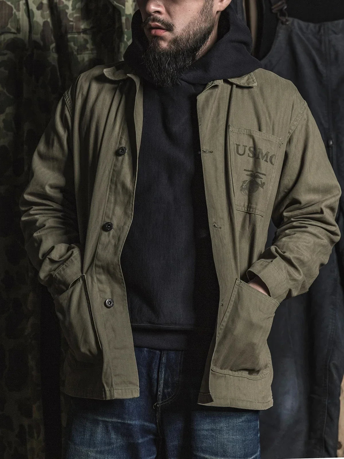 Rugged Bronson Reverse Weave Pullover Hoodie Retro Steetwear Fashion Men's Sweatshirt
