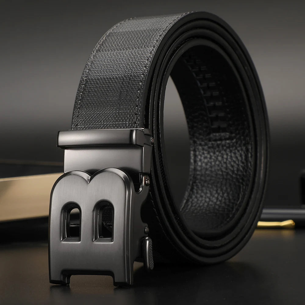 High Quality Luxury Brand Designer Canvas Belts Male Automatic B Buckle Men belts Genuine Leather Belt for men Strap for Jeans