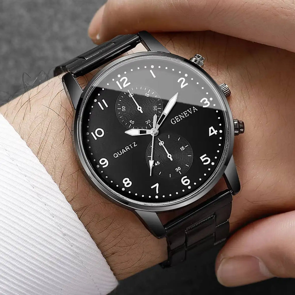 Mens Business Watches Fashion Quartz Wrist Watch for Man Black Clock Reloj Hombre（Without Box）