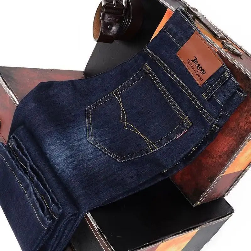 2023 Men NEW Men's Fashion Business Jeans Classic Style Casual Stretch Slim Jean Pants Male Brand Denim Trousers Black Blue Mens