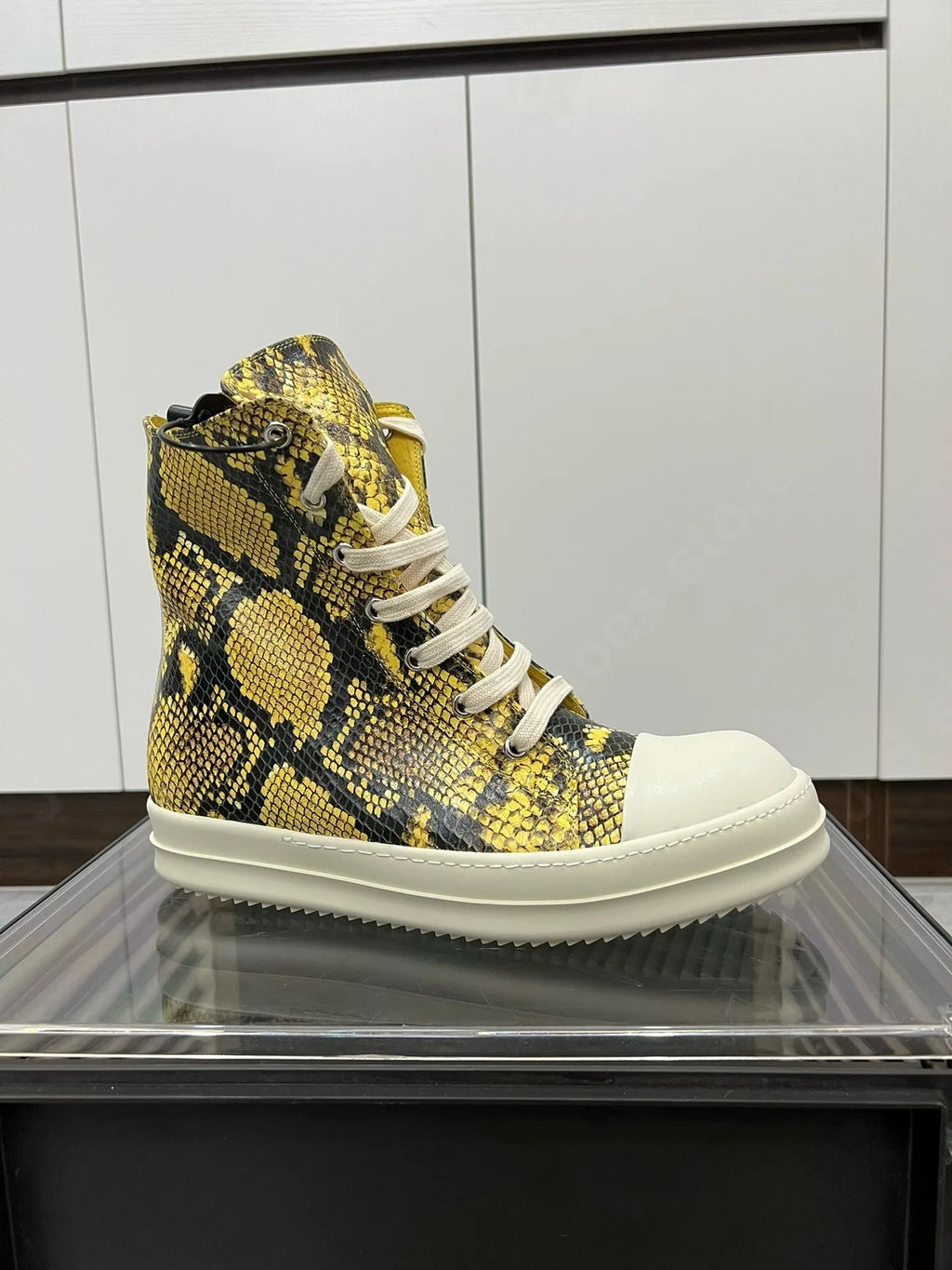 R-o Men Sneaker Yellow Boa Leather High Top Shoe Lace Up Women Casual Shoes Boots Zipper Sneakers Yellow Cowhide Ankle Boot