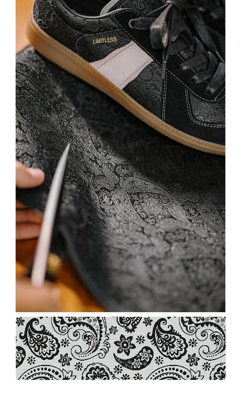 Maden Paisley Silk Training Shoes for Men Spring and Summer Contrasting Color Skateboarding Shoes Flat Sports Casual Sneakers