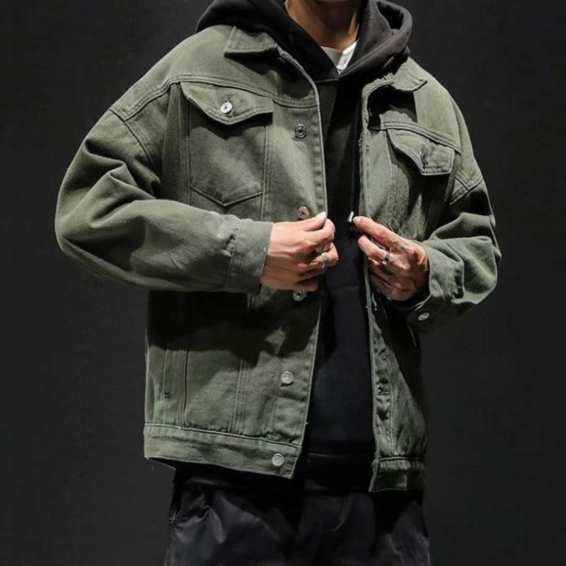Men's Denim Jacket Autumn Male Jean Coats Black Cargo Big Size Menswear Korea High Quality Trendy Large Fast Delvery Outwear Y2k