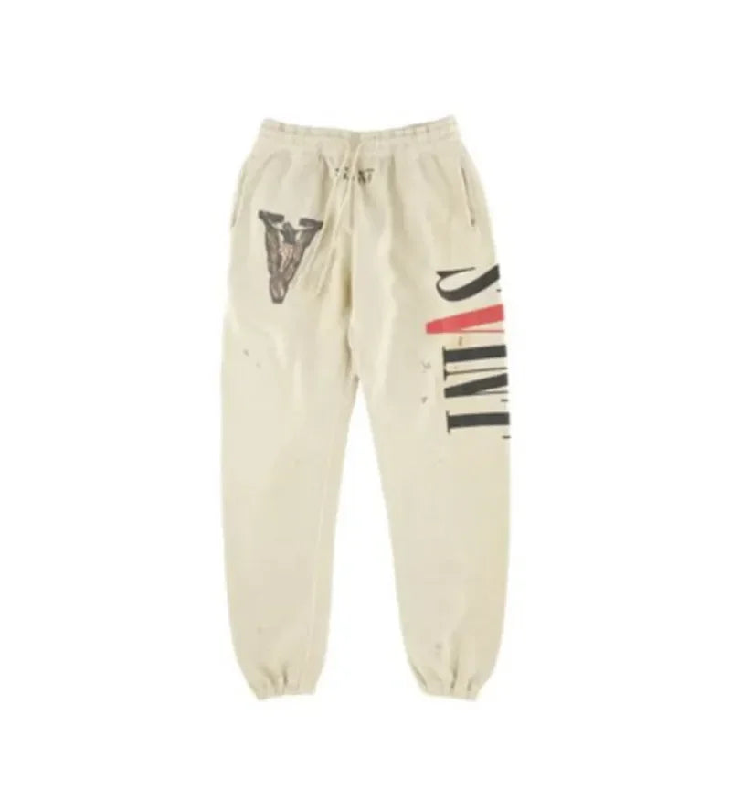 Sanskrit Printing Apricot Saint Sweatpants Men Women Jogger Drawstring Pants
