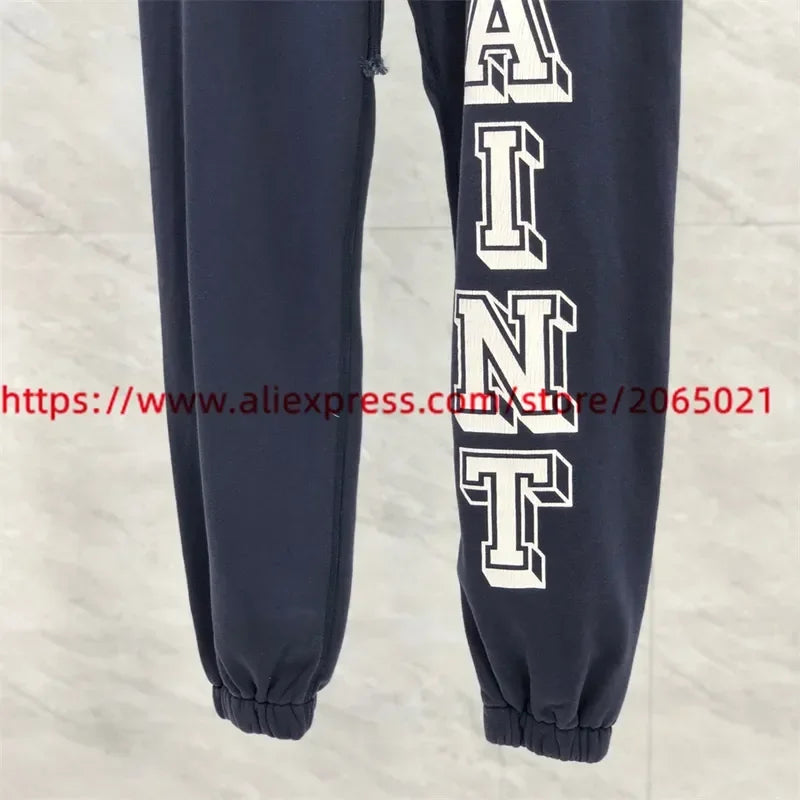 Sanskrit Printing Apricot Saint Sweatpants Men Women Jogger Drawstring Pants