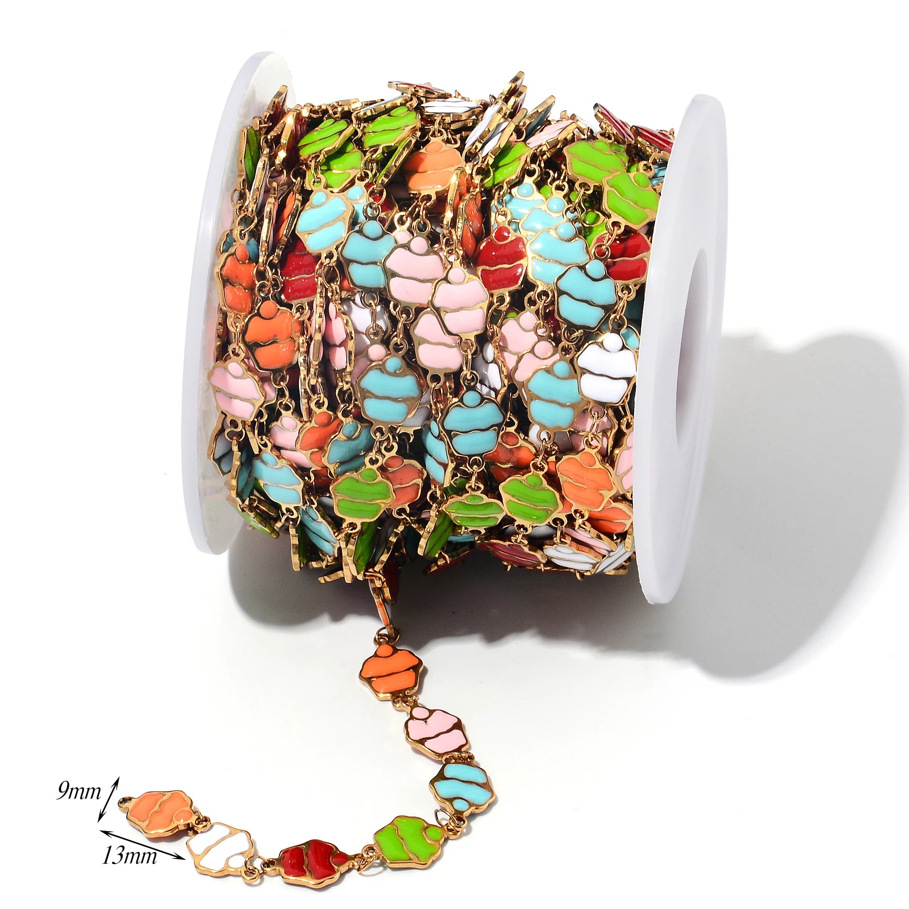 Wholesale 1M Stainless Steel Enamel Cake Chain Colorful Gold Handmade Chains for Women Bracelet Necklaces Jewelry Making Crafts