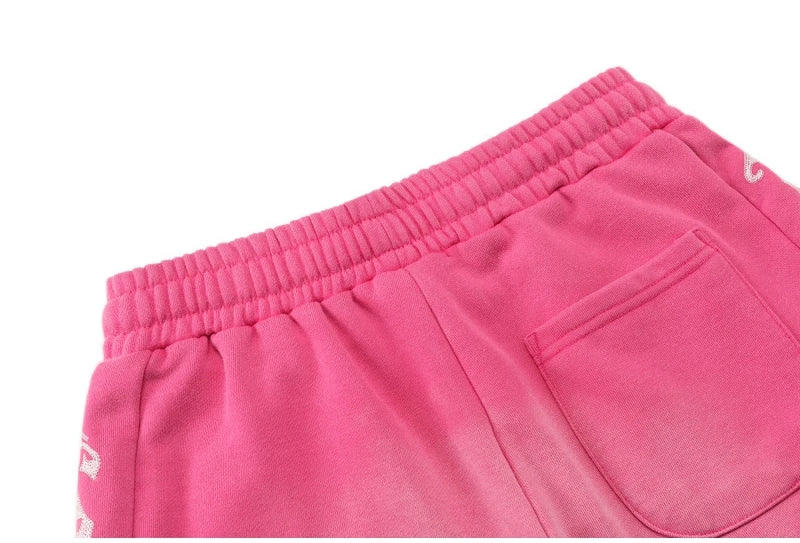 Godspeed American High Street Summer Sport Casual Embroidered Heavy Wa Pure Cotton Dstring orts Straight Leg Pants