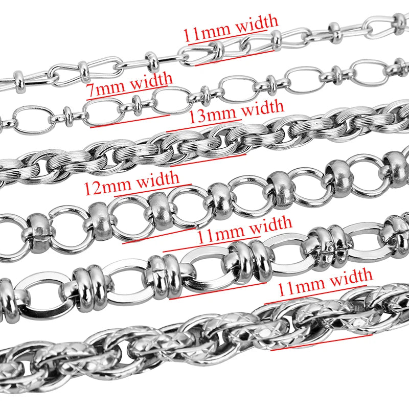 1 Meter Stainless Steel Oval Chunky Knot Chain Heavy Punk Necklaces Chains Handmade Bracelets DIY Jewelry Findings Making