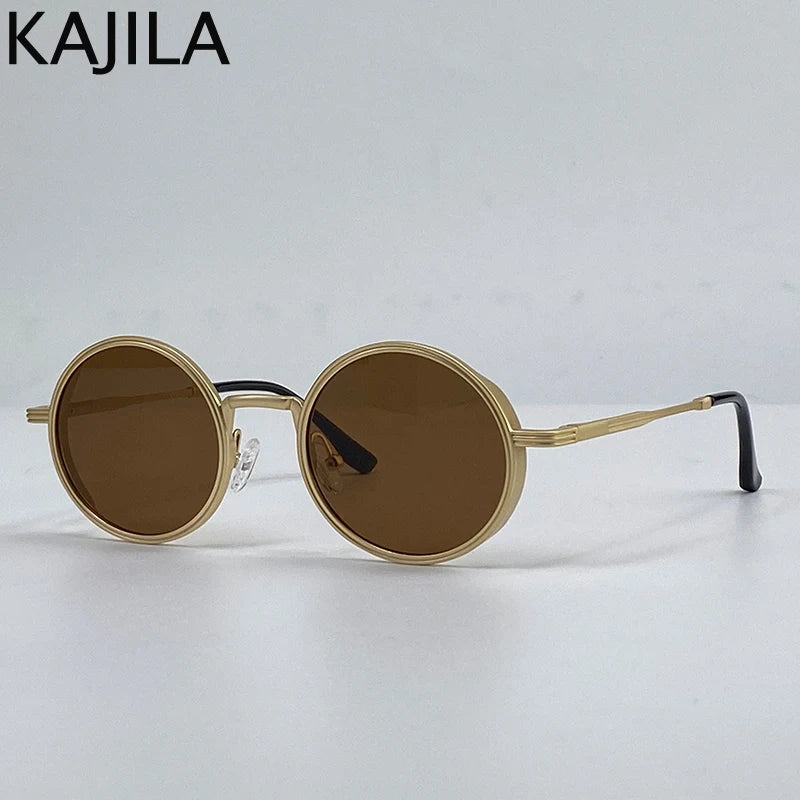 Vintage Small Frame Round Steampunk Sunglasses Men 2026 Luxury Brand Classic Metal Punk Sun Glasses For Women Driving Eyewear