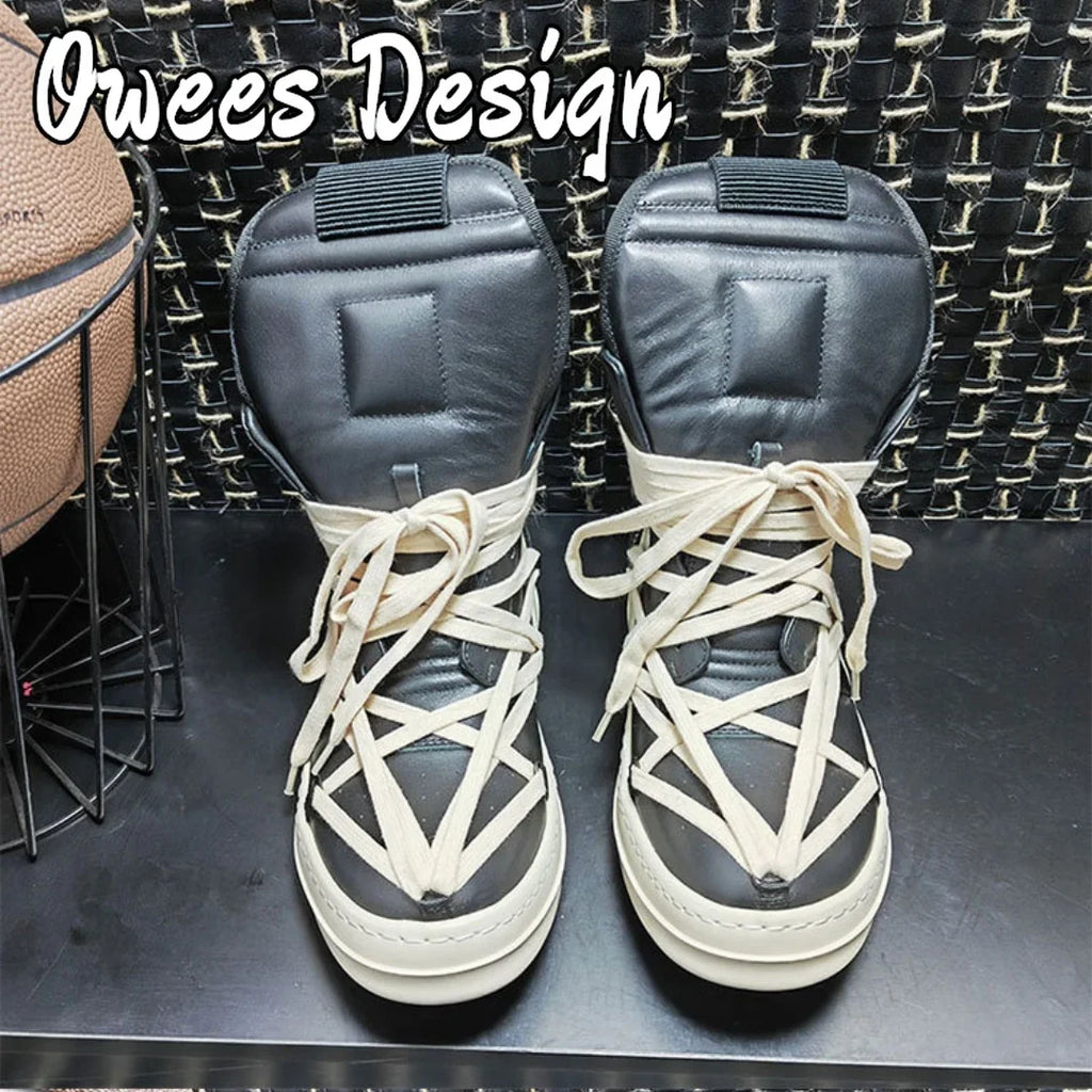 Owees Design High Top Sneakers Platform Corss Tied Men's Casual Boot Shoes Women Sneakers Designer  Flats Ankle Botas Size