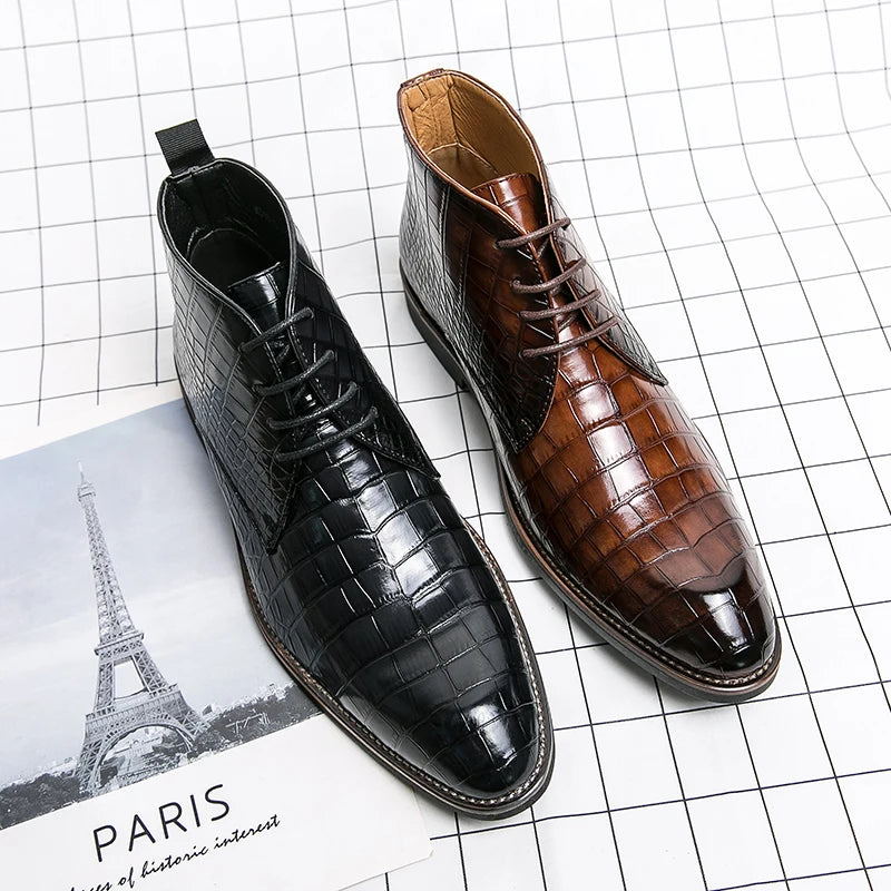 Mens Leather Designer Handmade Winter Spring Luxury Wedding Boots for Men Casual Chelsea Dress Business Formal Shoes Footwear