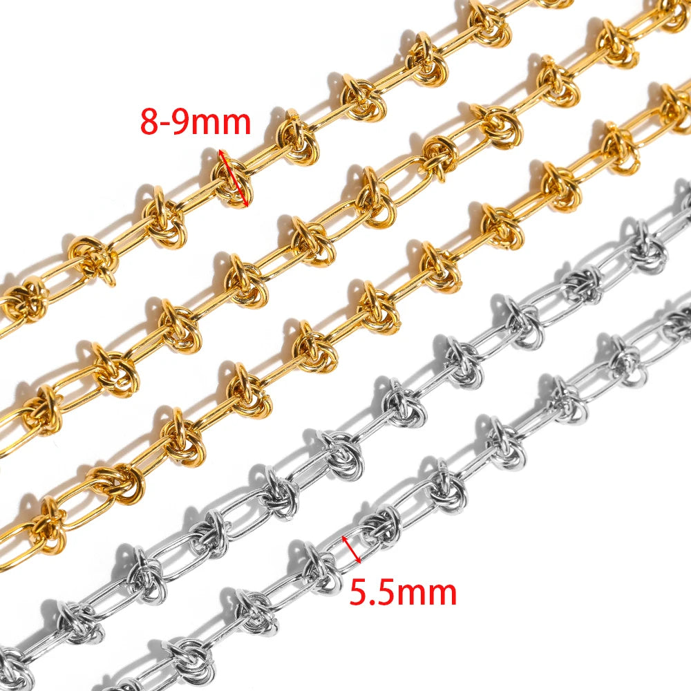 1 Meter Stainless Steel Gold Chunky Knot Big Chains for DIY Hip Hop Men Necklaces Findings Bracelets Supplies Jewelry Making