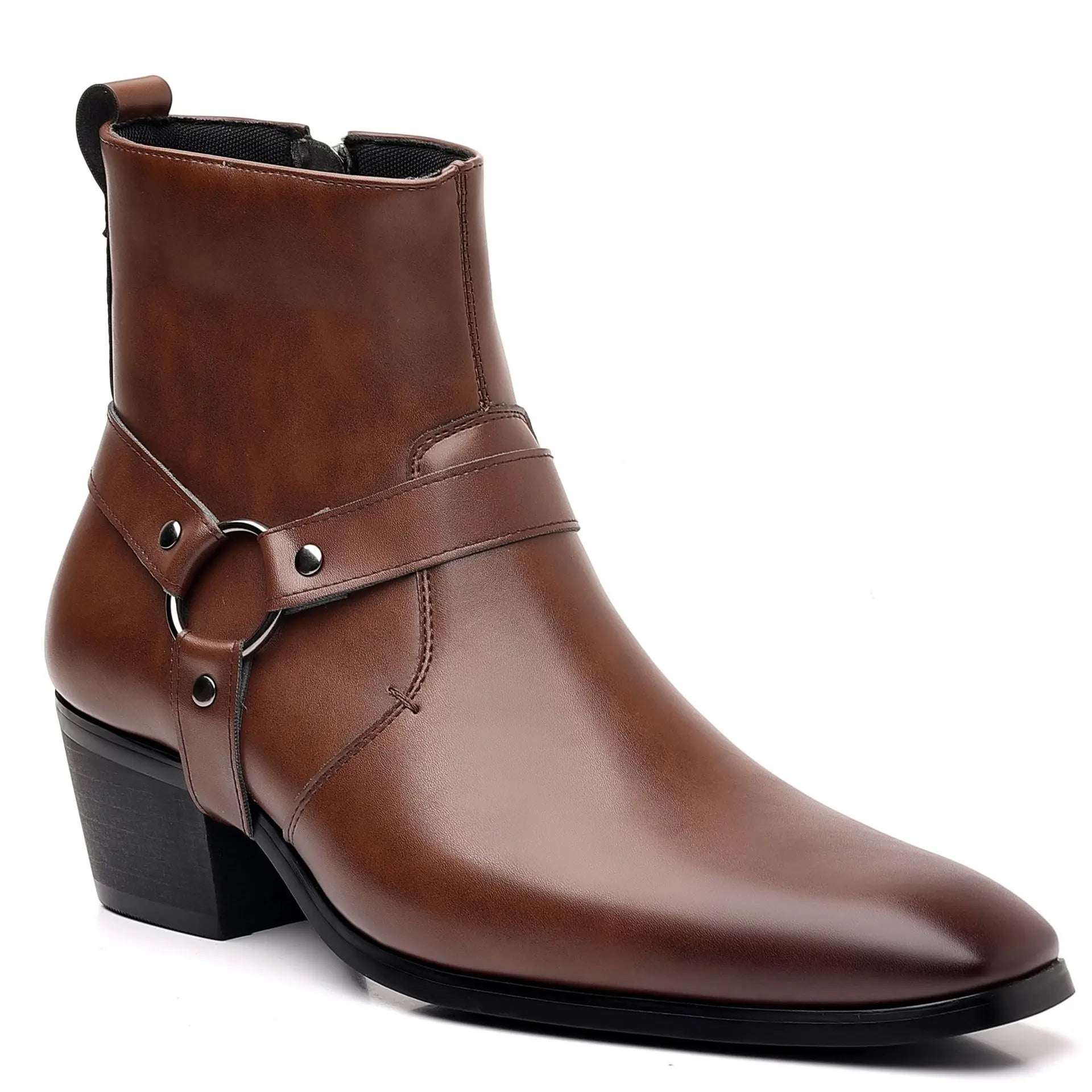 Men's leather shoes, British sleeve, retro handcrafted high-top business leather boots