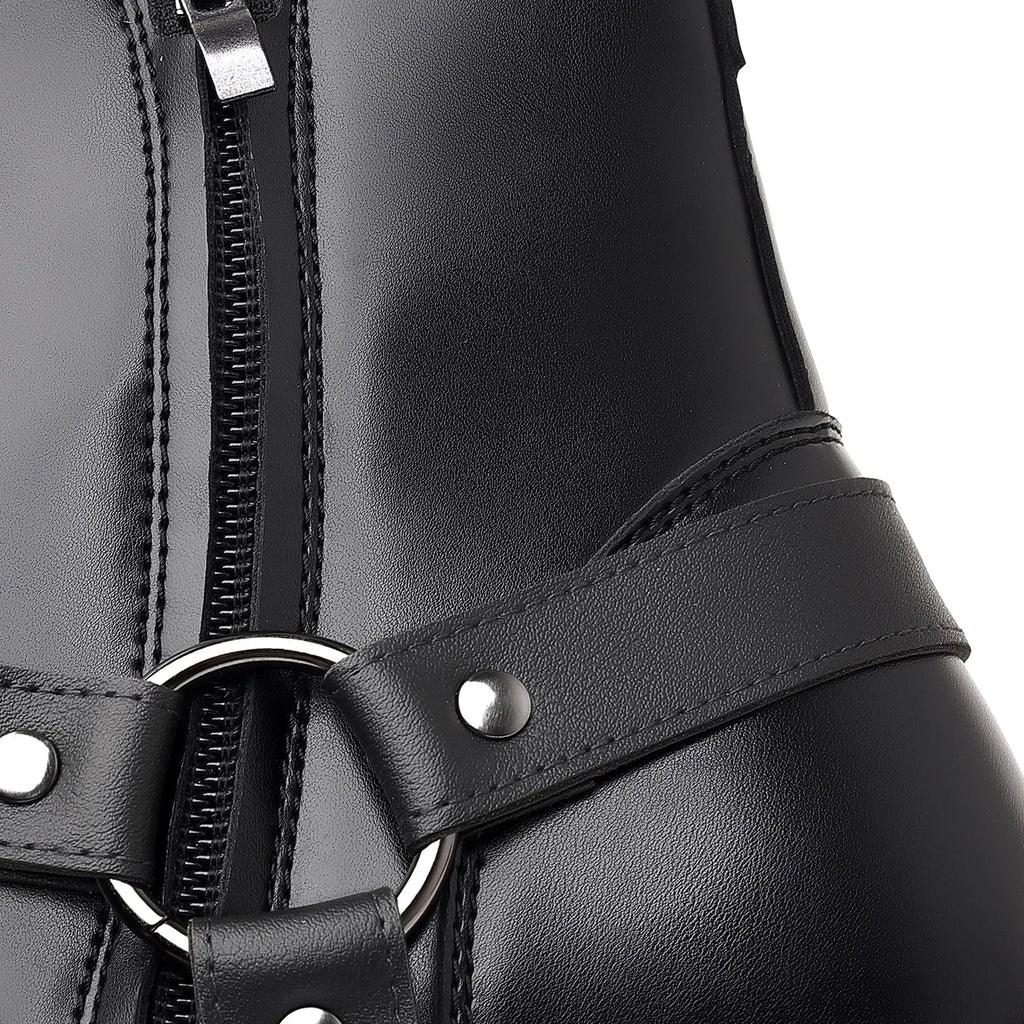 Men's leather shoes, British sleeve, retro handcrafted high-top business leather boots