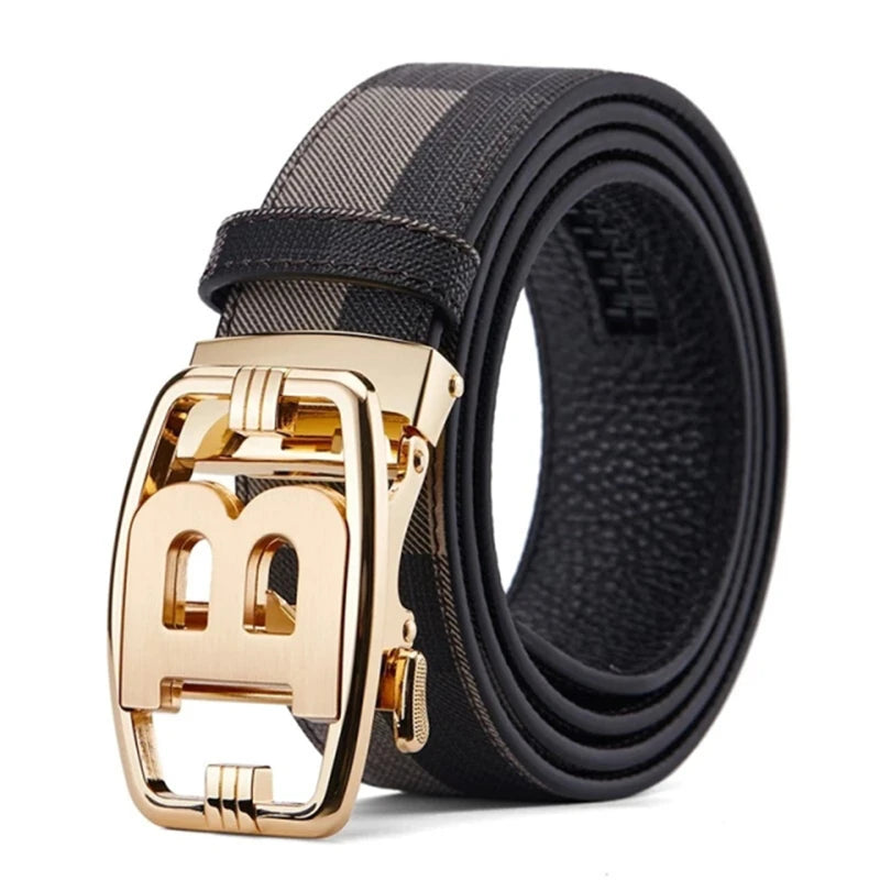 High Quality Luxury Brand Designer Canvas Belts Male Automatic B Buckle Men belts Genuine Leather Belt for men Strap for Jeans