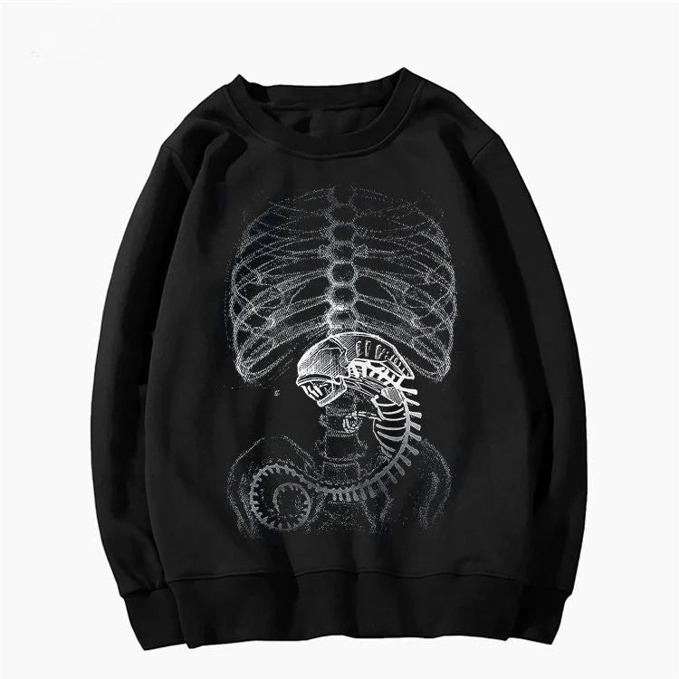 Men's Funny Glow-in-the-Dark Alien Print Sweatshirt for Halloween - A Trendy & Comfortable Choice for Daily  and Costume Parties