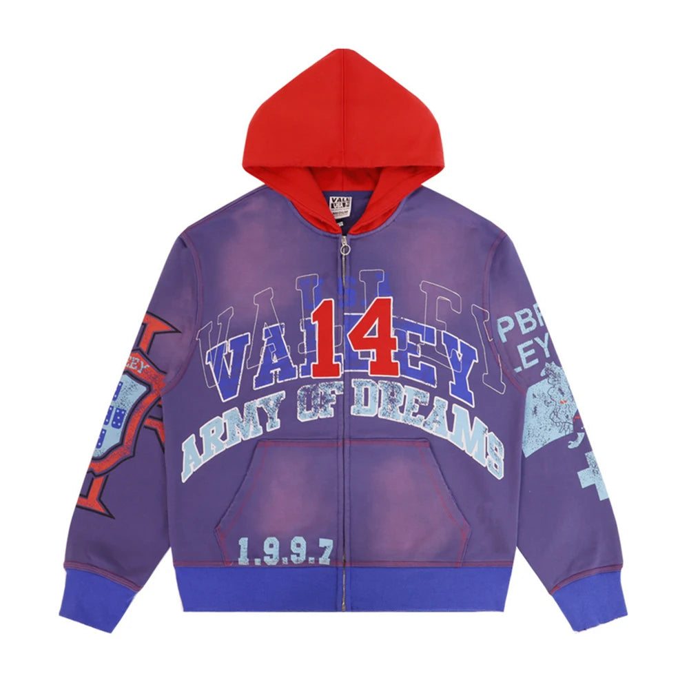 New Fashion Autumn Graffiti Letter Print Terry Hooded Hoodies for Men and Women Pullover Hip Hop Loose Cotton Sweatshirts