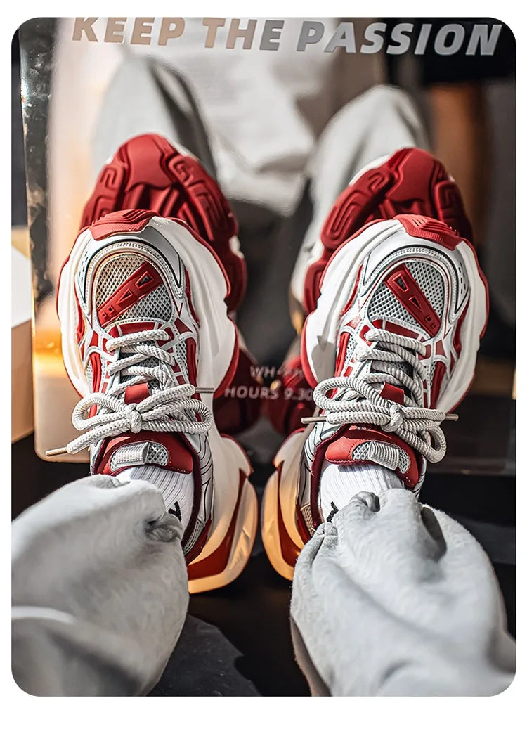 Men's Black Samurai Shoes Soft Bottom Anti-Slip Sports Running Casual Travel Heightening Dad Trendy Shoes Comfortable Breathable