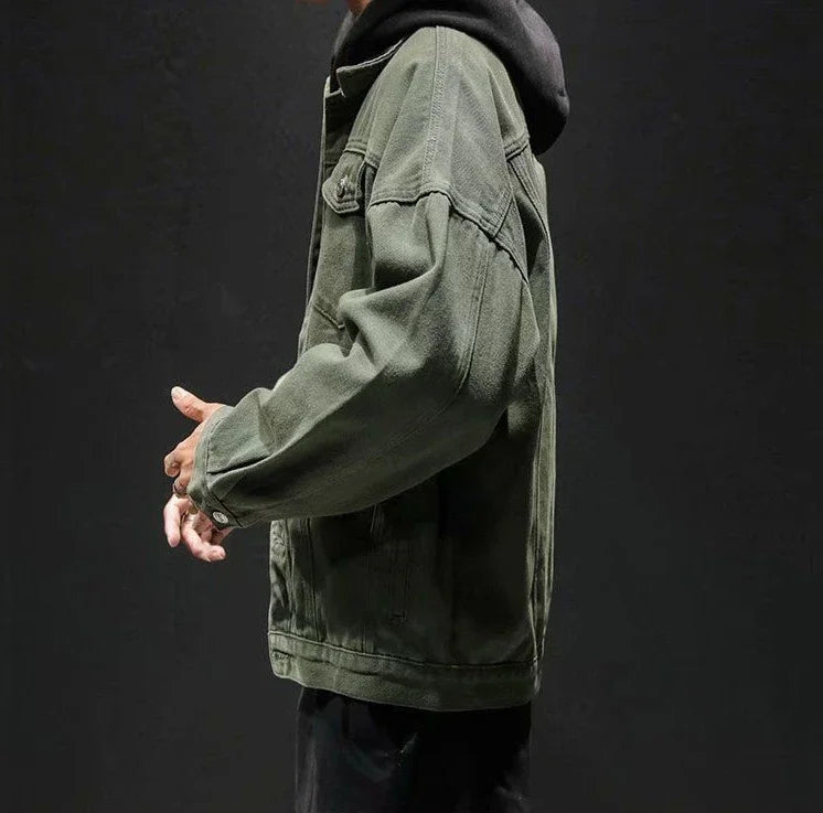 Men's Denim Jacket Autumn Male Jean Coats Black Cargo Big Size Menswear Korea High Quality Trendy Large Fast Delvery Outwear Y2k