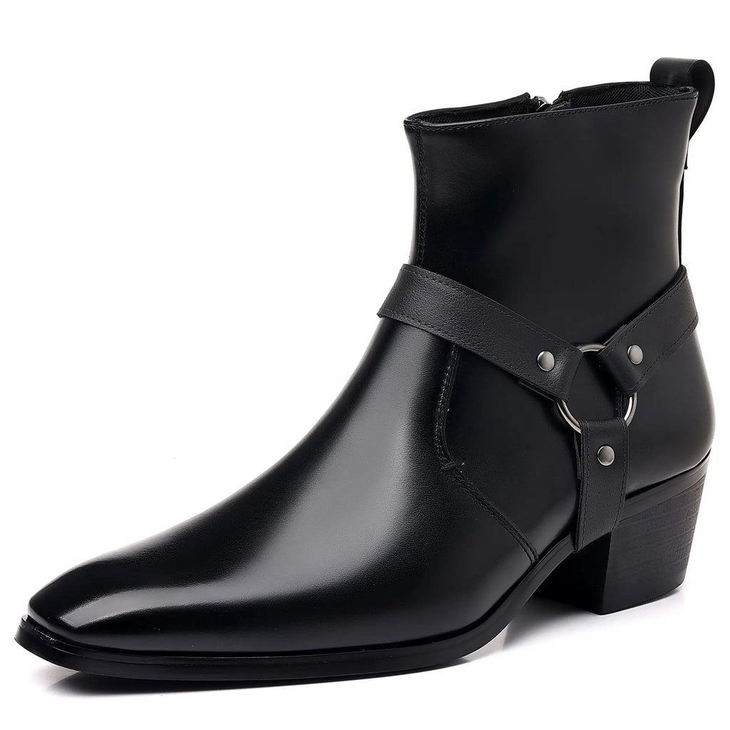 Men's leather shoes, British sleeve, retro handcrafted high-top business leather boots