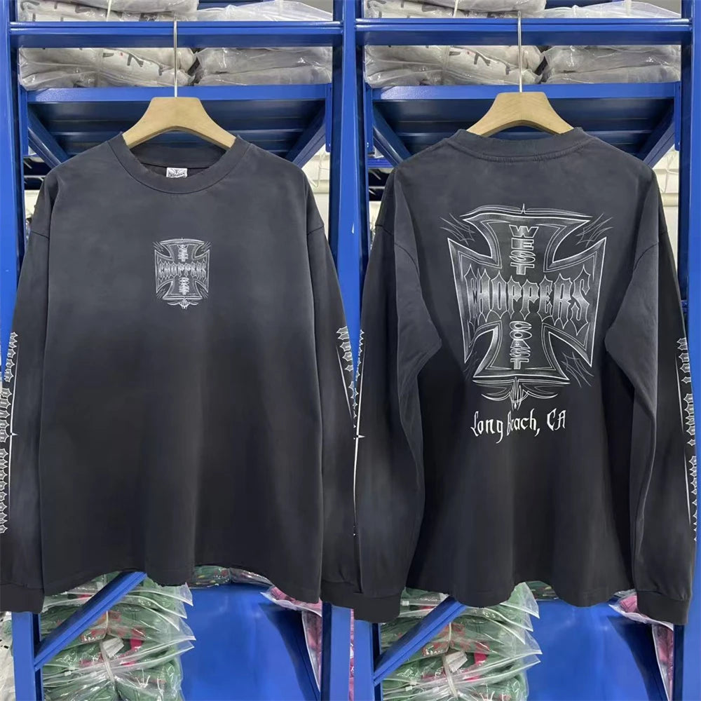 Vintage West Coast Choppers 25SS Rare Edition Long Sleeves T Shirt Men Women Iron Cross Tee Tops T-Shirts