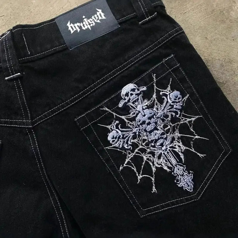 New Trendy Street Retro Y2K Style Loose Jean Hip Hop Handsome Street Dance Jeans Skateboarding Pants Men Clothing Streetwear Men