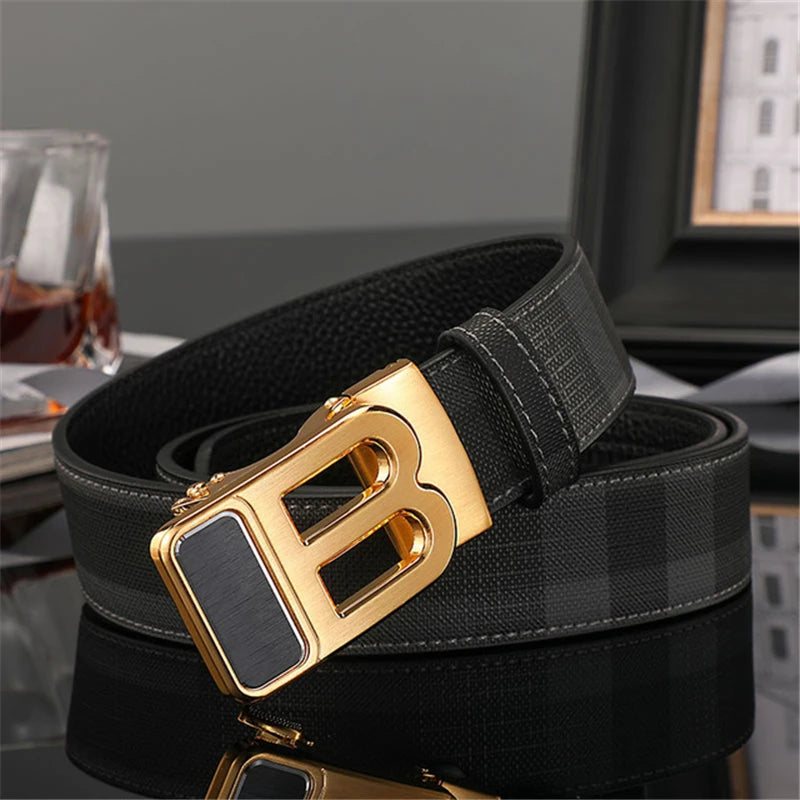 High Quality Luxury Brand Designer Canvas Belts Male Automatic B Buckle Men belts Genuine Leather Belt for men Strap for Jeans