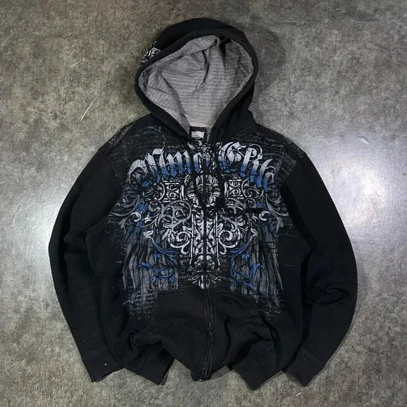 American Gothic Ro Skull Bones Oversized Hoodie Y2K Hip Hop Sle Streetwear No Brand Svel Other Material 00%