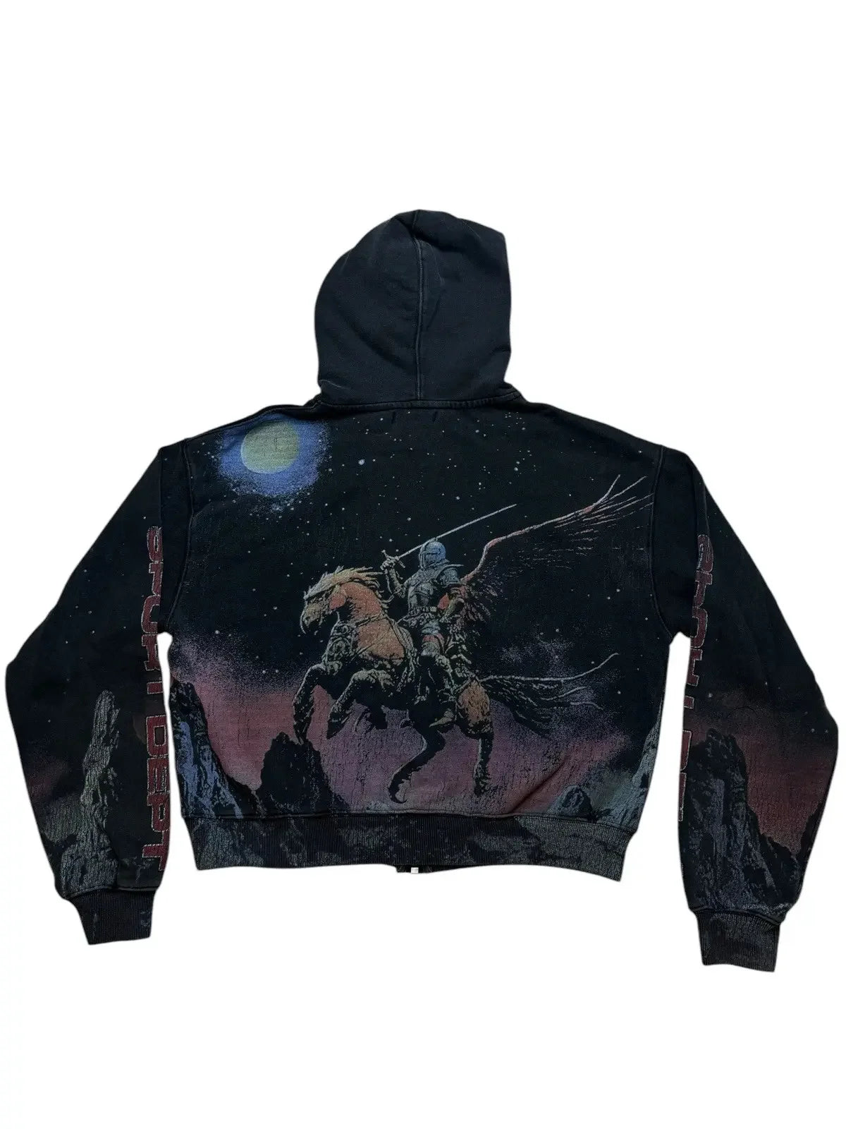 V Valley Sport Dept Knight Waed Cement Print Vintage Hoodie Zipper Open Cardigan Sweatirt Trendy Youth Casual Wear