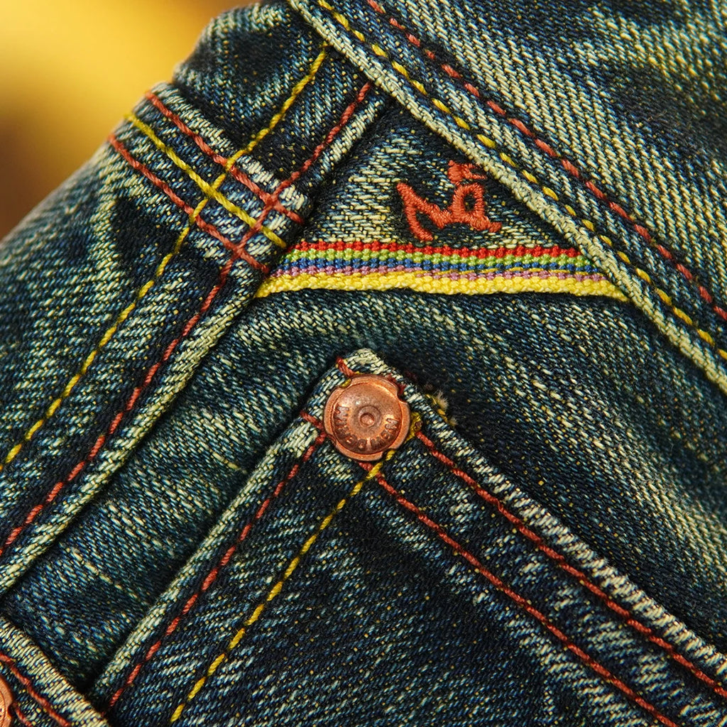 14.5oz Emerald Green Red Selvedge Denim Jeans for Men Autumn American Vintage 100% Cotton Casual Relaxed Straight Leg Pants 5KM