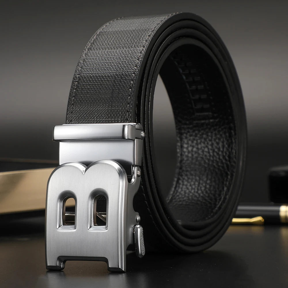 High Quality Luxury Brand Designer Canvas Belts Male Automatic B Buckle Men belts Genuine Leather Belt for men Strap for Jeans