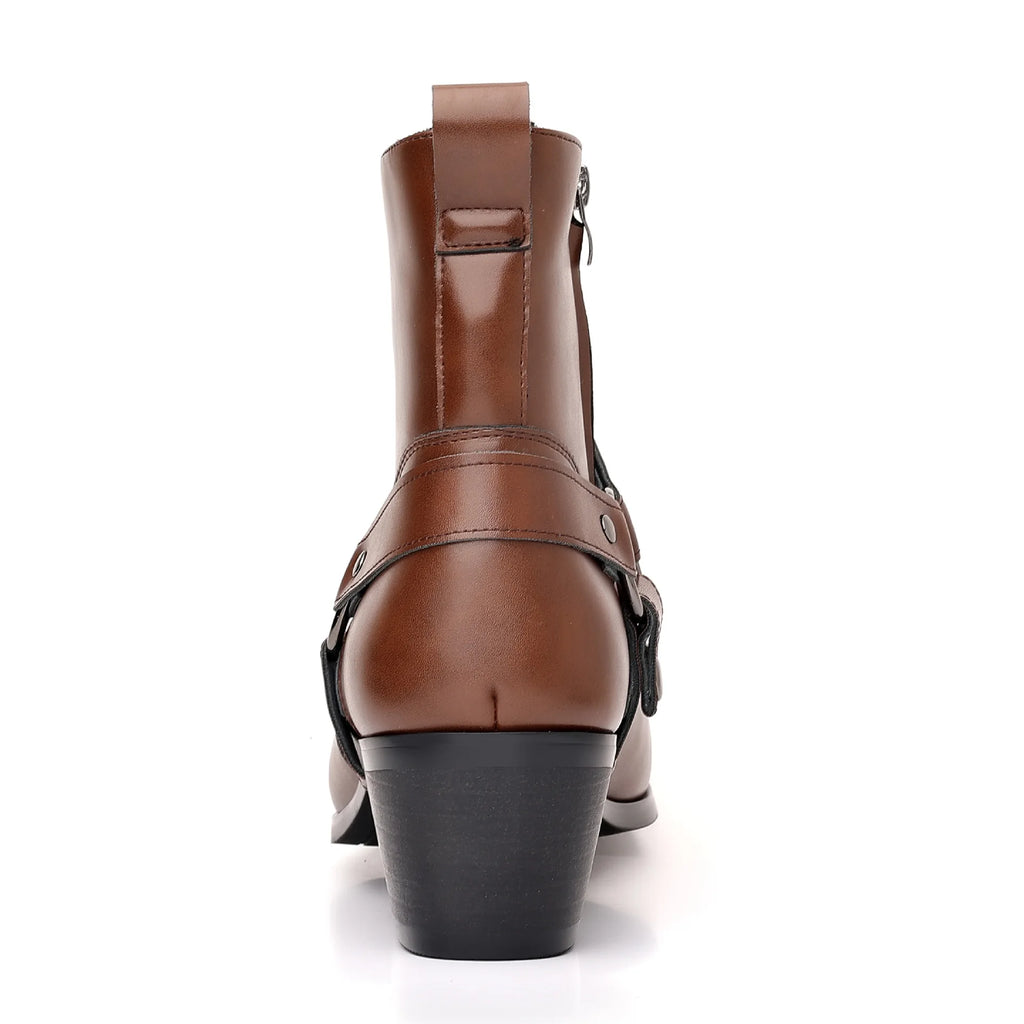 Men's leather shoes, British sleeve, retro handcrafted high-top business leather boots