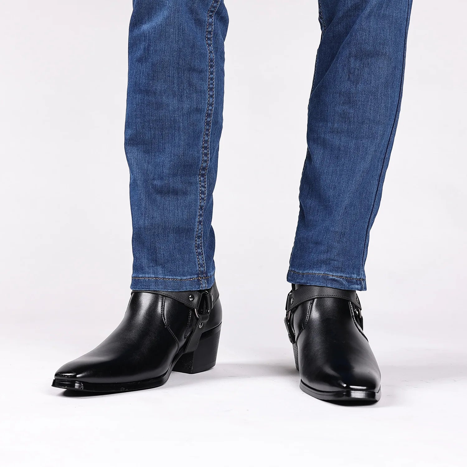 Men's leather shoes, British sleeve, retro handcrafted high-top business leather boots