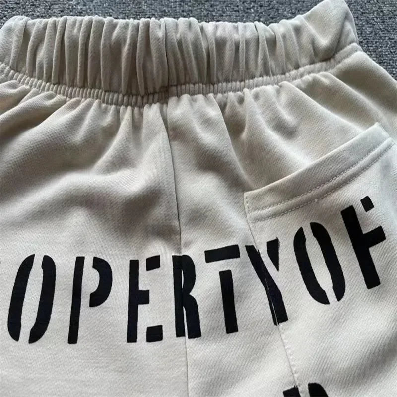 Sanskrit Printing Apricot Saint Sweatpants Men Women Jogger Drawstring Pants