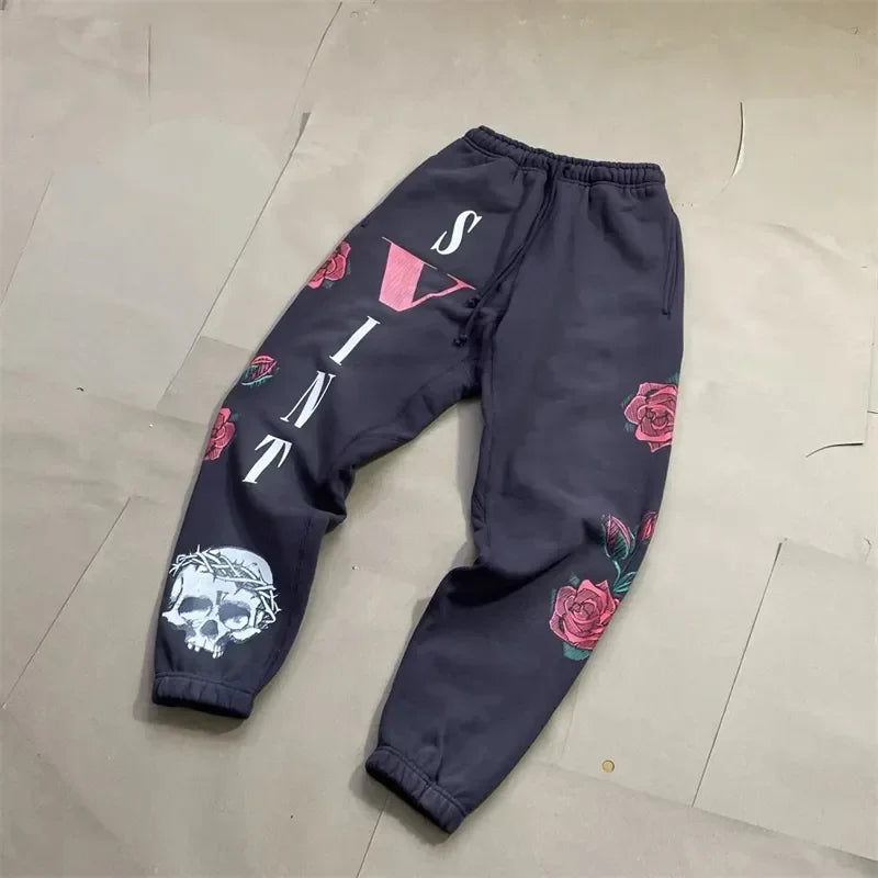 Sanskrit Printing Apricot Saint Sweatpants Men Women Jogger Drawstring Pants