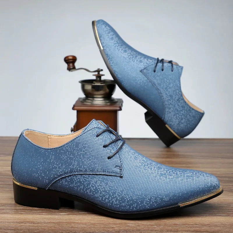 Luxury Fashion Designer New Men's Pointed Lace Up Casual Shoes Male Formal Wedding Dress Homecoming Footwear Zapatos Hombre