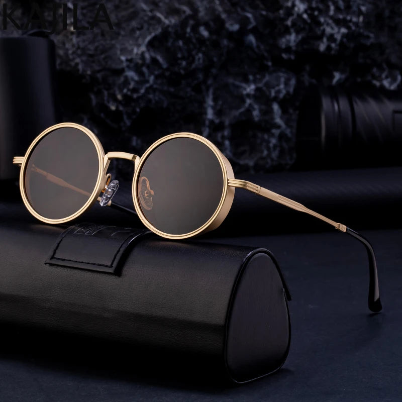Vintage Small Frame Round Steampunk Sunglasses Men 2026 Luxury Brand Classic Metal Punk Sun Glasses For Women Driving Eyewear