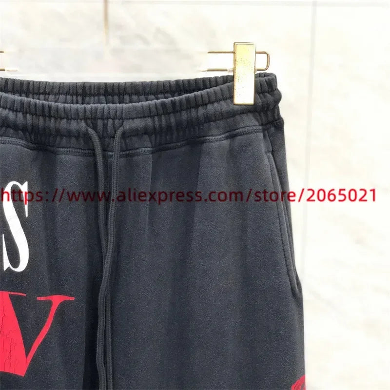 Sanskrit Printing Apricot Saint Sweatpants Men Women Jogger Drawstring Pants