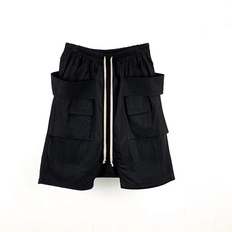 HKSH Summer Version Dark Gothic Style Double Pocket Cargo Pants Trend Loose Shorts Versatile High Street Chic Ins Capris HK18848